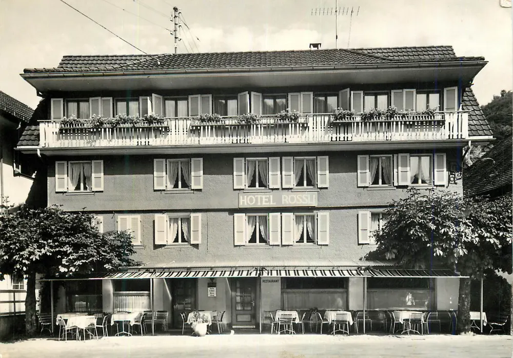 Hotel Rossli — Stansstad, Lago de Vierwaldstättersee — Verlag Emil Weber, Stans - Frente
