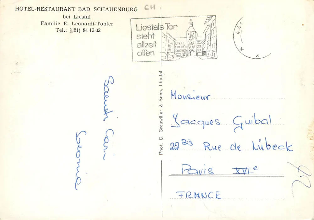 Hotel-Restaurante Bad Schauenburg — Liestal — Fot. C. Grauwiller & Sohn - Verso