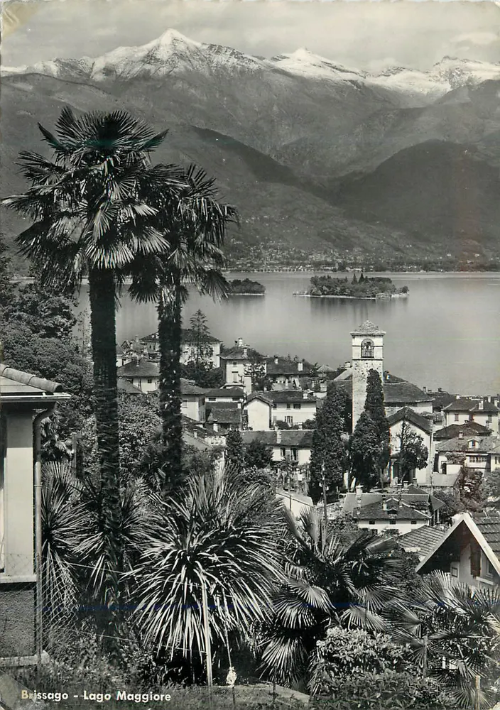 Brissago - Lago Maggiore — vista panorâmica com montanhas nevadas — Photoglob-Wehrli AG, Zurique - Frente