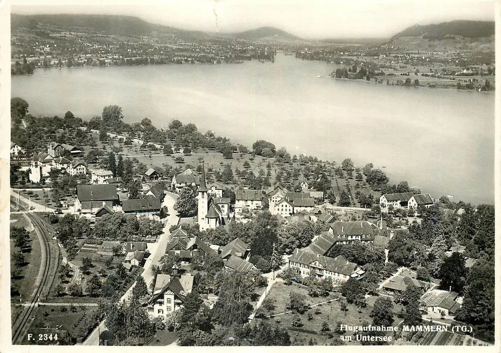 Mammern (TG) — vista aérea do lago Untersee — editor Foto Gross, n° F.2344 - Frente