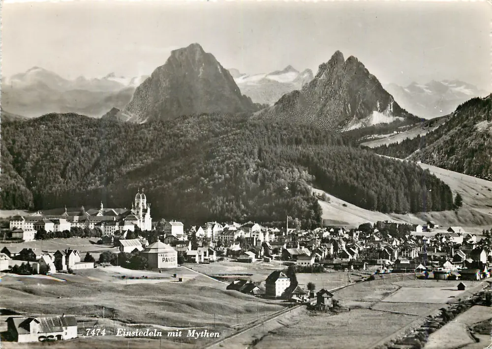 Einstedeln com Mythen — vista panorâmica — editor PANGE n°7474 - Frente