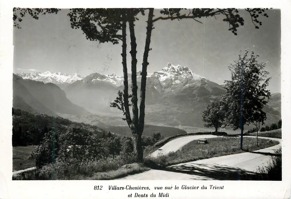 Villars-Chesières, Aussicht auf den Glacier du Trient und Dents du Midi — Edition Photo Runz, n°812 - Vorderseite