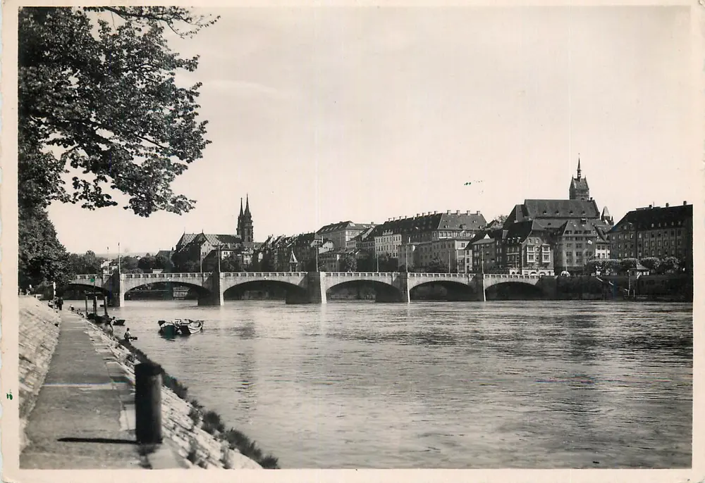 Bâle - Mittlere Rheinbrücke — vista da cidade e do ponte — Edit. Photomag (Haut-Rhin) n°652 - Frente