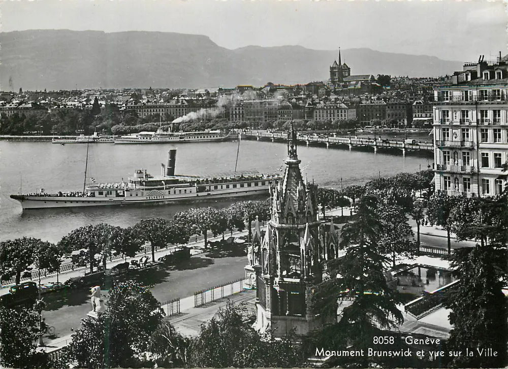 Monument Brunswick und Blick auf die Stadt — Genf — Édition Jaeger n°8058 - Vorderseite
