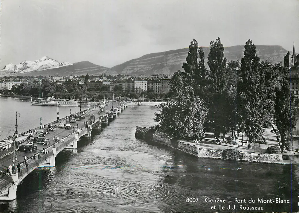 Genf – Pont du Mont-Blanc und Île J.J. Rousseau — Édition Jaeger - Vorderseite