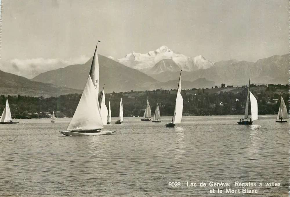Genfersee — Segelregatten und der Mont Blanc — Éditions Jaeger, n°8028 - Vorderseite