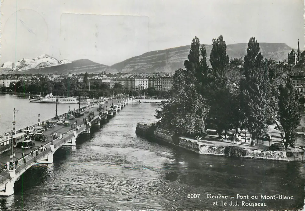 Genf – Pont du Mont-Blanc und Île J.J. Rousseau — Éditions Jaeger, Nr. 8007 - Vorderseite