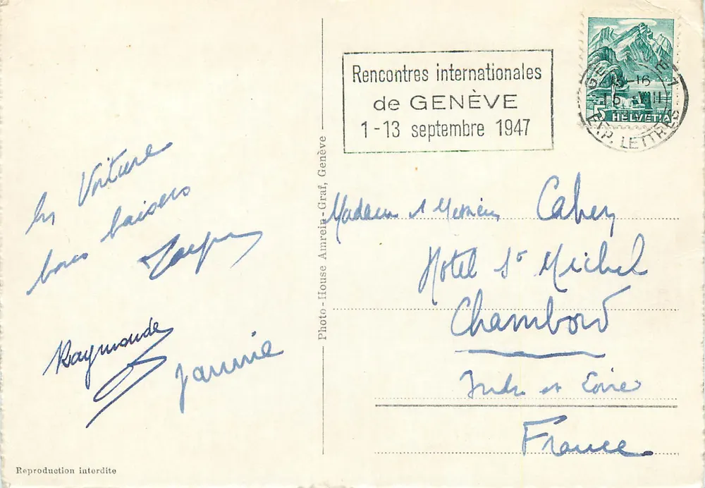 Genebra. O Jato d'água iluminado — Foto-Gravura n°102, editada pela House Amrein-Graf - Verso