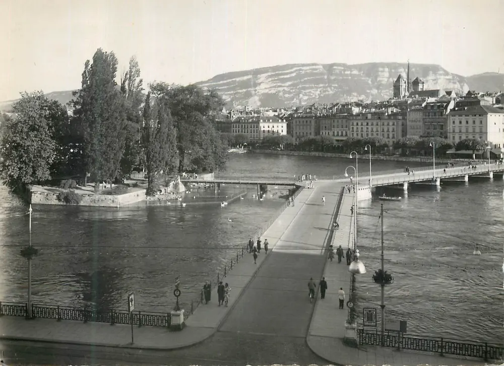 Genf — Insel Rousseau und Pont des Bergues — unbekannter Verleger, Nr. 146 - Vorderseite