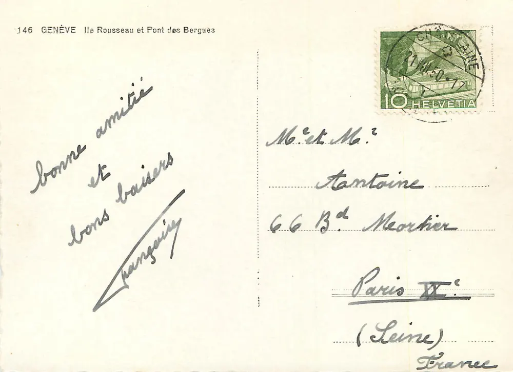Genf — Insel Rousseau und Pont des Bergues — unbekannter Verleger, Nr. 146 - Rückseite