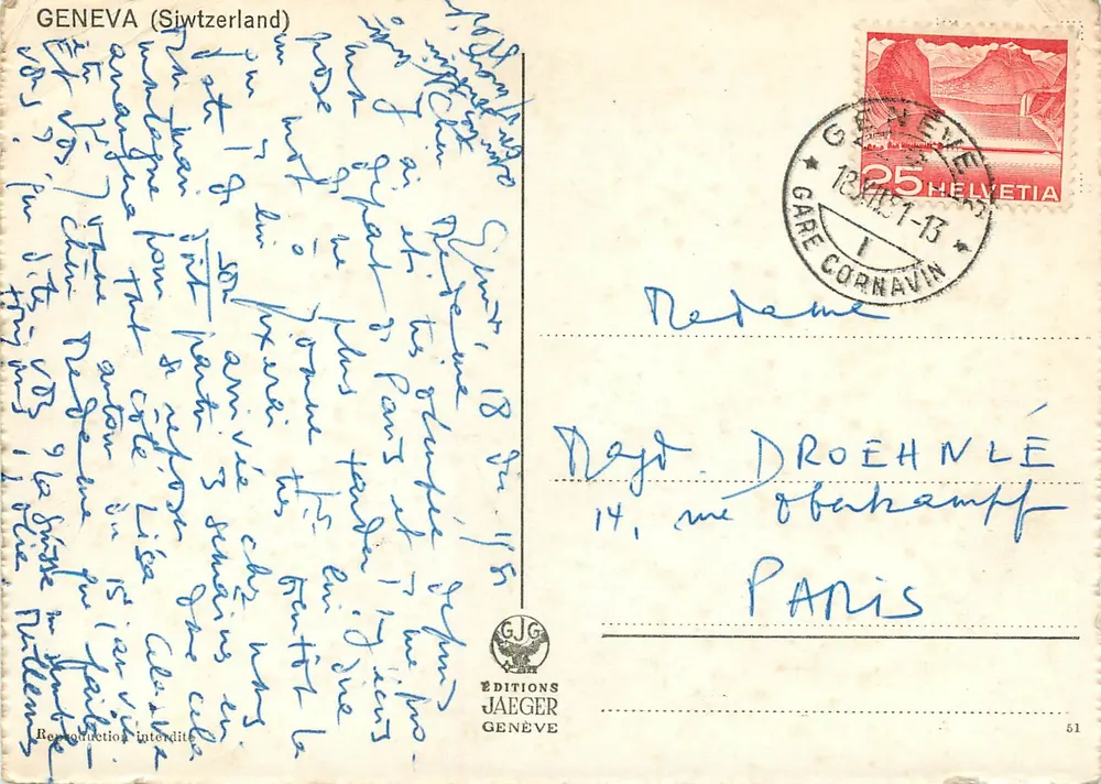 Genève. Pont du Mont Blanc et le Mont Blanc — éditeur ÉDITIONS JAÉGER, n° 8046 - Rückseite