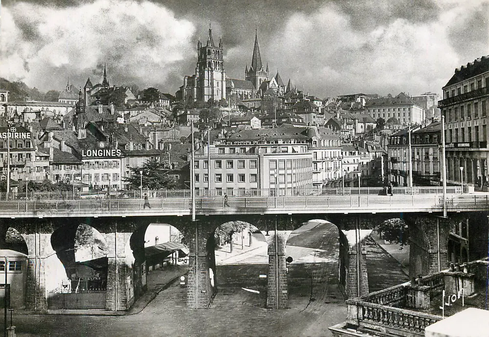 Lausanne (Schweiz) — Der Große Brücke und die Kathedrale — Éditions d'Art Joff, Paris - Vorderseite