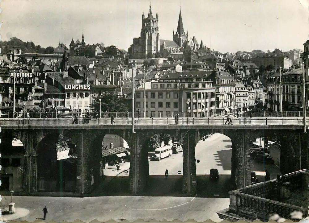 Losanna - Grand-Pont e Vista generale — editore 329 - Recto