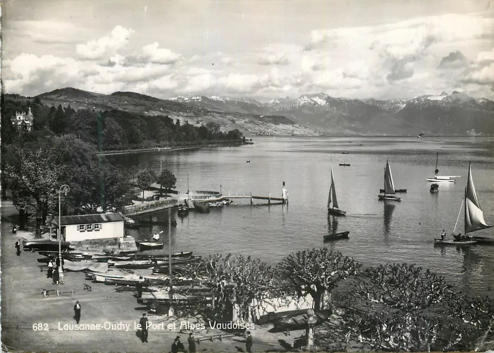 Lausanne-Ouchy der Hafen und die Waadtländer Alpen — 682 — Photo. Edit. C. Spratort, Genf - Vorderseite