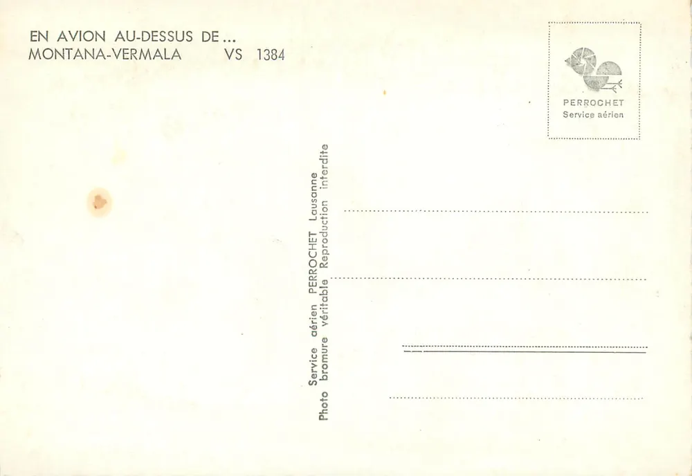 Montana-Vermala — vista aérea — Service aérien Perrochet VS 1384 - Verso