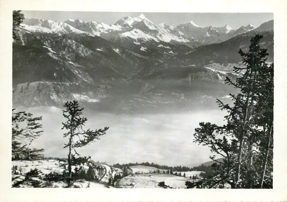 Montana-Vermala, 1500 m. — Meer des Nebels und Walliser Alpen — Deprez photo-service n°258 - Vorderseite