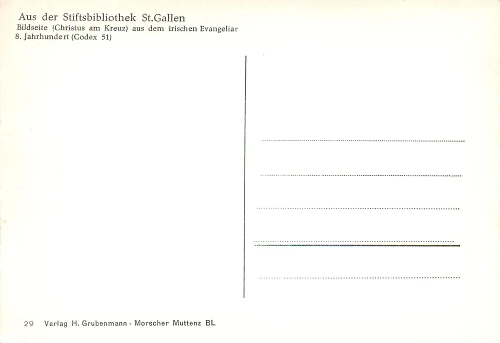 Christus am Kreuz — 8º século — Verlag H. Grubenmann - Morschern BL - Verso