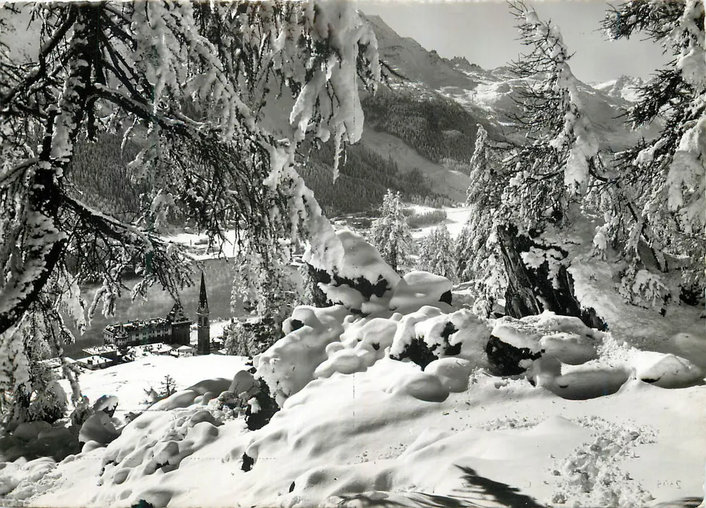St. Moritz no Engadino — vista invernal nevada — Pictro-Verlag Rutz & Cie. St. Moritz, n° 2305 - Frente