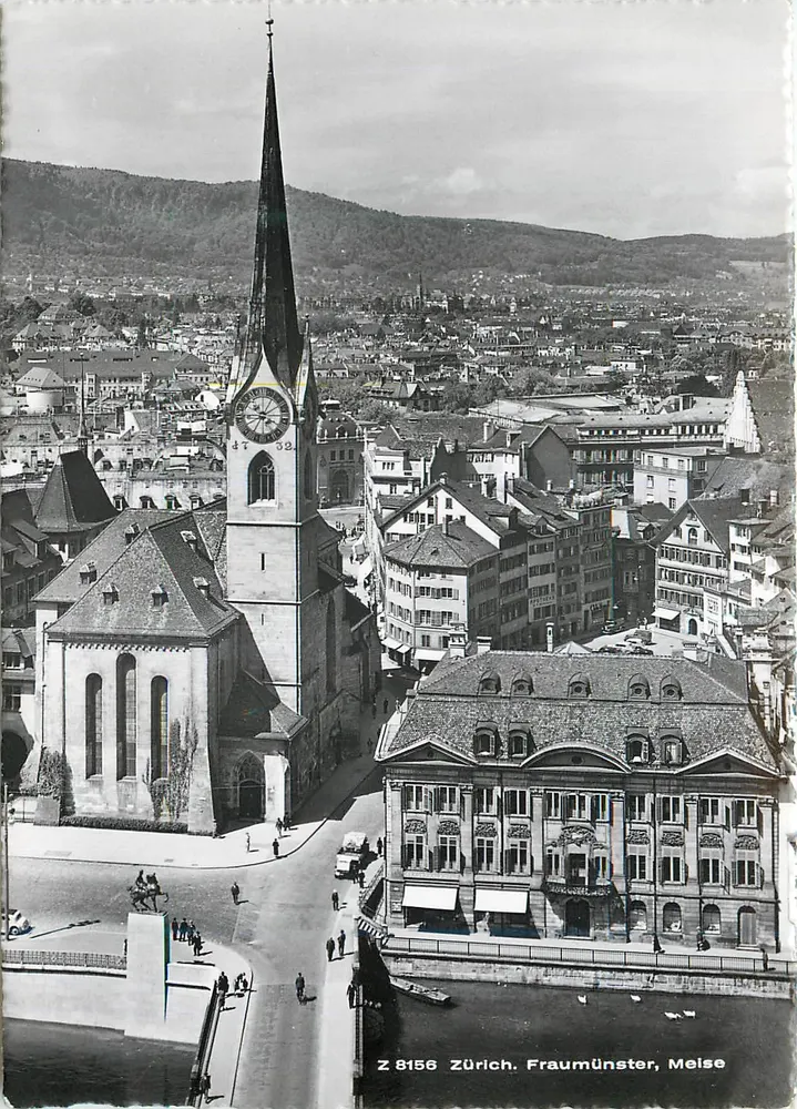 Zurich. Fraumünster, Meise — vista aérea — Verlag & Pampalinger, Zürich - Frente