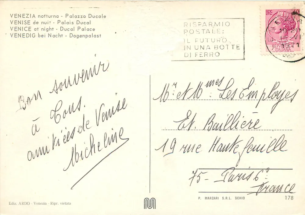 Venetië - Paleis van de Dukes 's nachts — Editie Ardo, n°178 - Achterkant