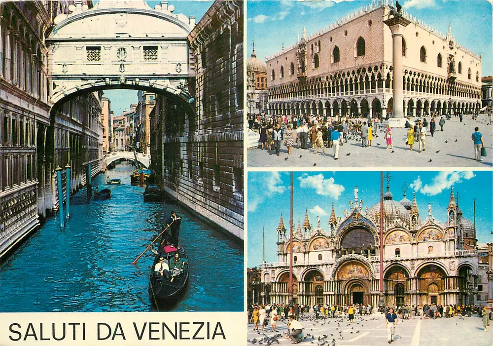 Veneza — Ponte do sopro, Piazza do mercado e Basílica — Ed. Benedetti, n°24 - Frente