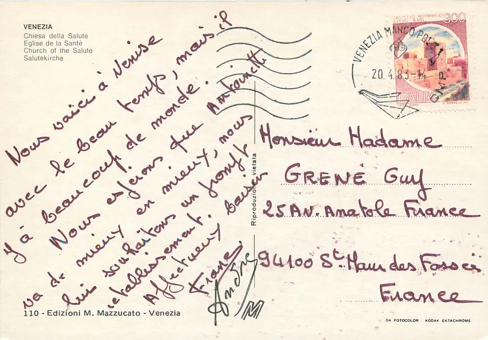 Veneza - Basílica da Salute — Edição M. Mazzucato, n°110 - Verso