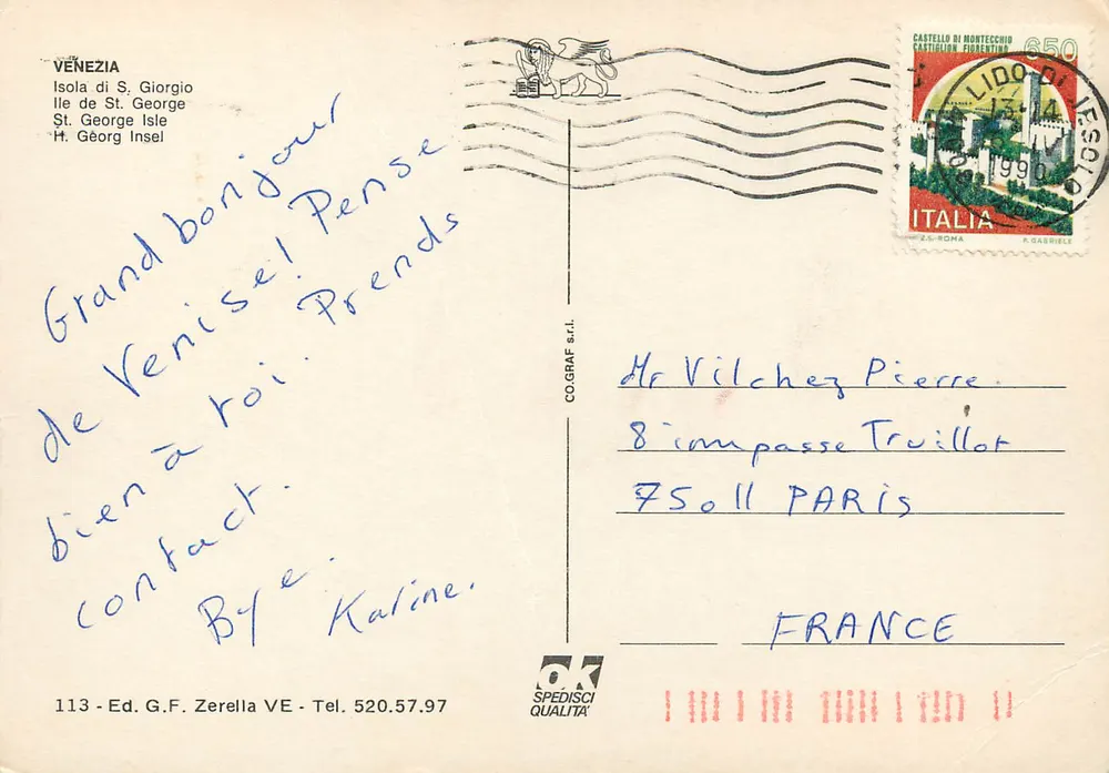 Veneza — Ilha de São Jorge — Ed. G.F. Zerella VE n°113 - Verso