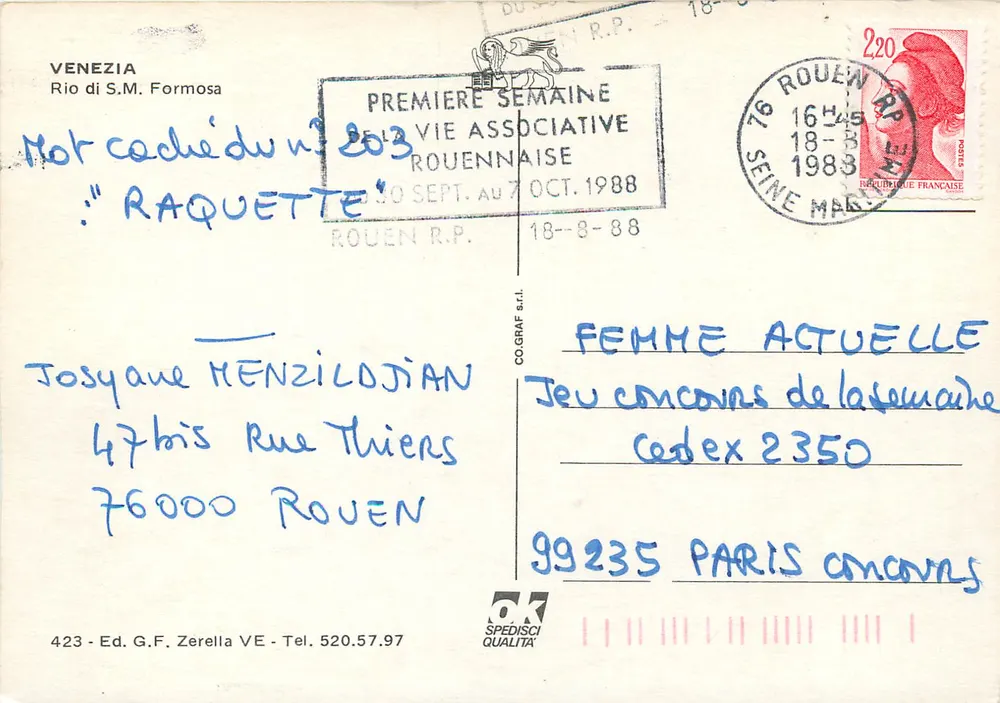 Venetië — Gondels op het Rio di S.M. Formosa — Ed. G.F. Zerella n°423 - Achterkant