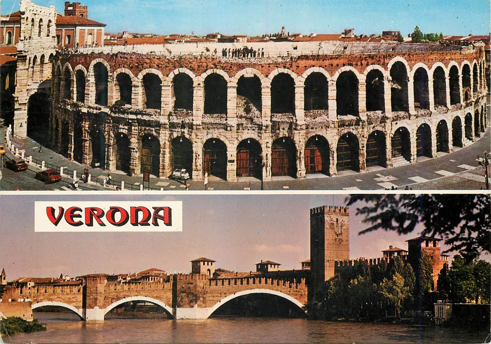 Verona — Arena e Ponte Pietra — Edições Verona - Frente