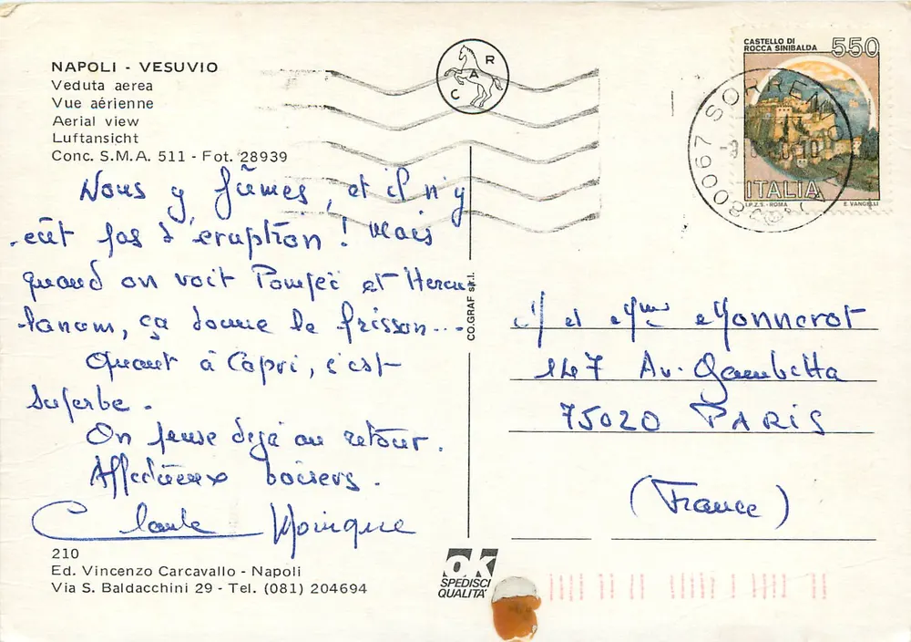 Vesúvio — Vista aérea — Ed. Vincenzo Carcavallo, Nápoles - Verso