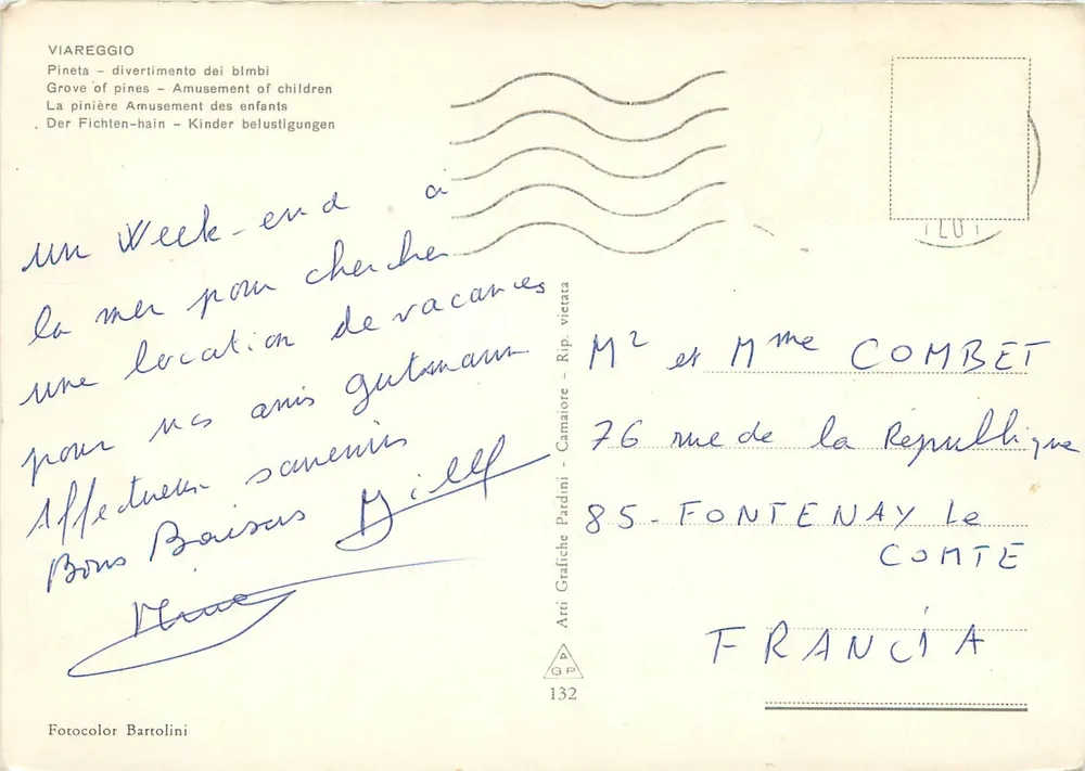 Pineta - Kinderspaß — Viareggio — Artri Grafiche Pardini, n°132 - Rückseite