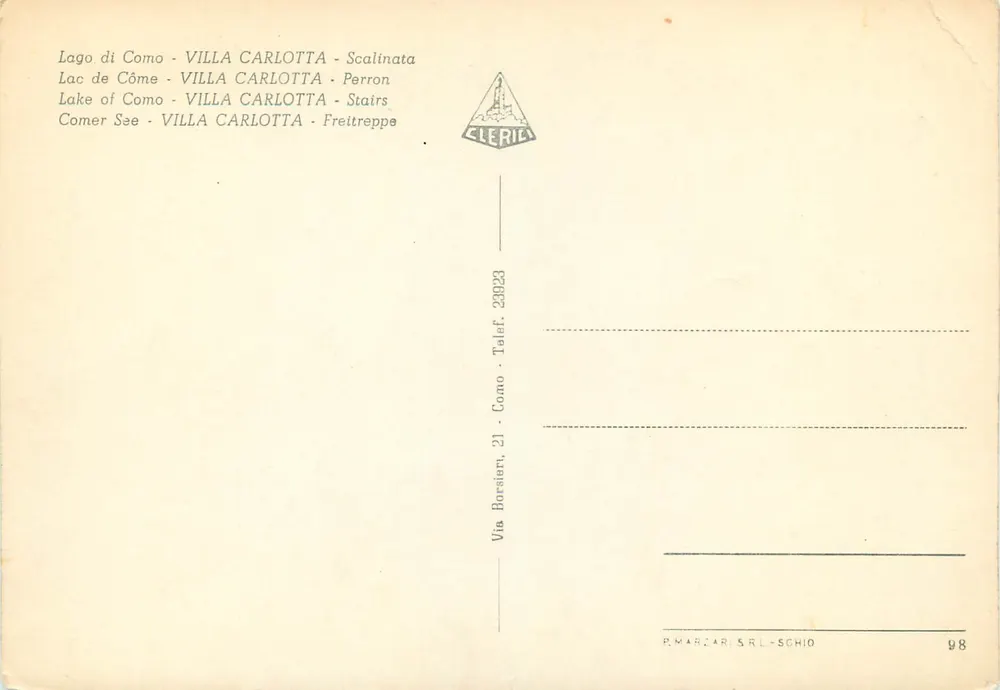 Villa Carlotta - Escadaria - Clerici - Verso