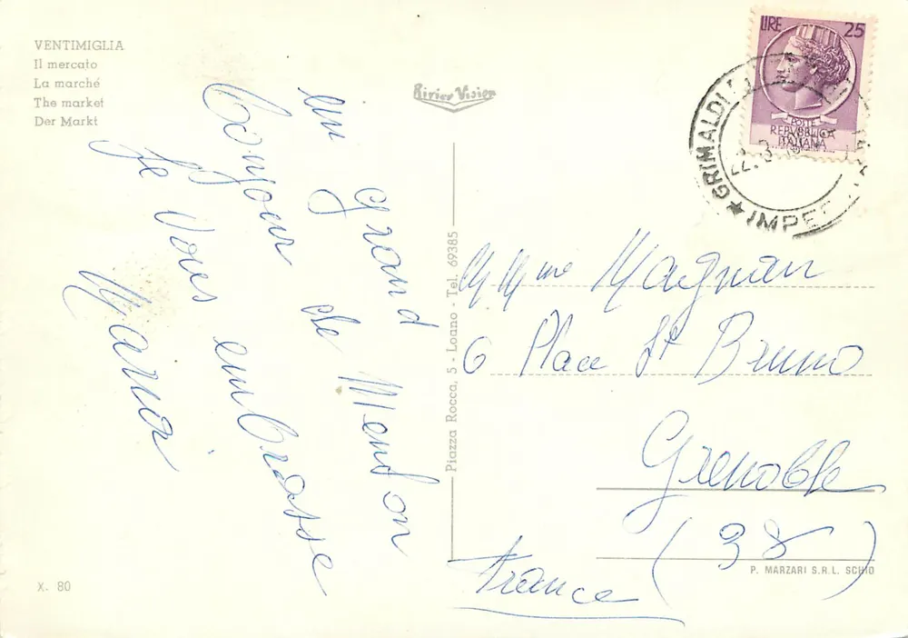 Ventimiglia — Der Markt — Verlag P. Marzari S.R.L. Schio, Nr. 80 - Rückseite