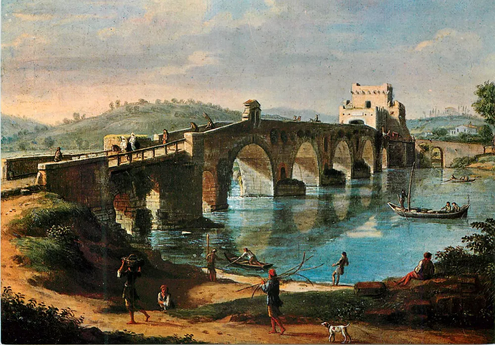 पोंटे मिल्वियो — रोम, लगभग 1653-1736 — रोम के स्मृति, श्रृंखला 12, एडिटर उगो बोज़ि - आगे