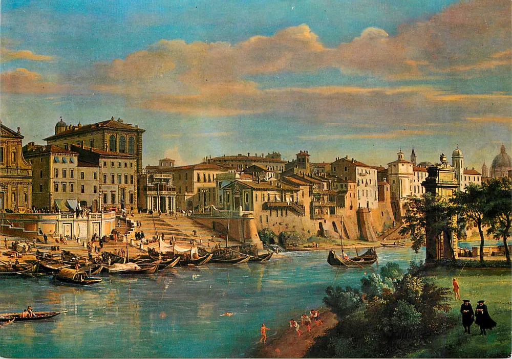 Roma no '600 e '700 — O porto de Ripetta — Reprodução por Ugo Bozzi, série 10 - Frente
