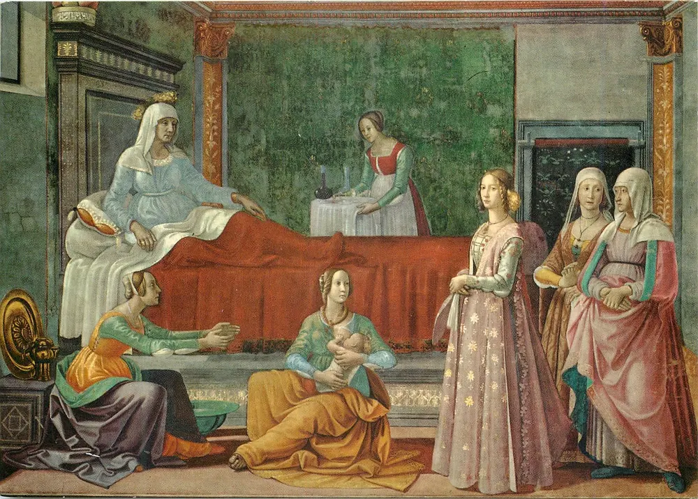 De geboorte van Sint Johannes de Doper — schilderij van Domenico Ghirlandaio (1494) — uitgegeven door P. Marzari S.R.L. Schio, n° A.541 - Voorkant