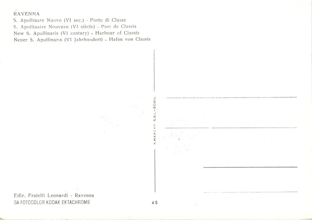 Hafen von Classe in Ravenna — S. Apollinaire Neues (6. Jahrhundert) — Edition Fratelli Leonardi - Rückseite