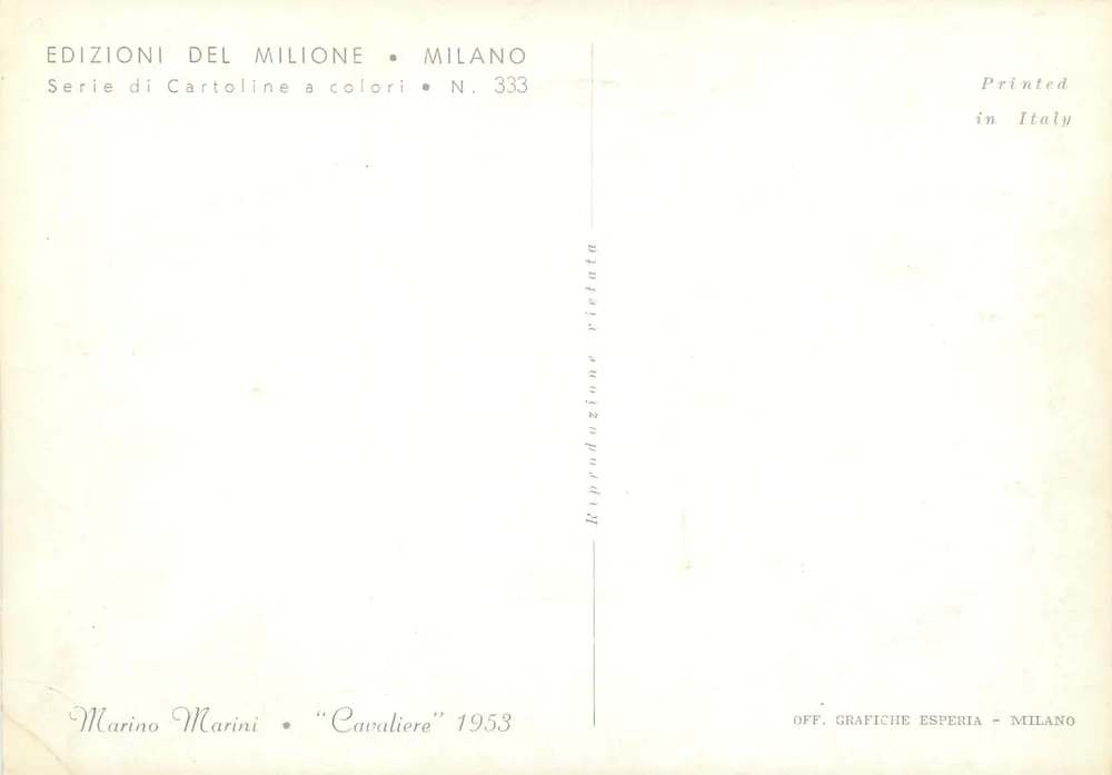 Jazdziec — 1953 — Marino Marini, Éditions Del Milione, N. 333 - Rewers