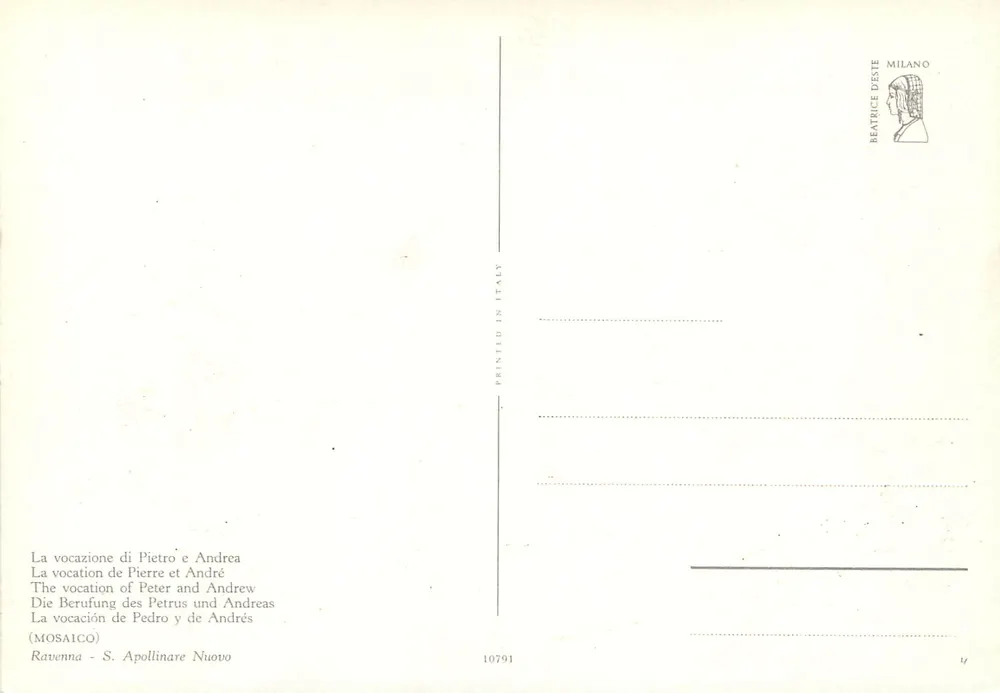 Die Berufung von Petrus und Andreas — Mosaik von Ravenna — S. Apollinaire Nuovo — Verlag BEATRICE DESIE MILANO, n° 10791 - Rückseite