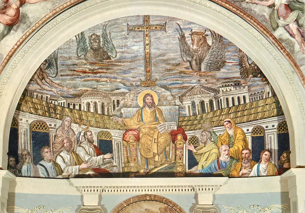 Mosaik der Apse der Chiesa di S. Pudenziana — Rom — 4. Jahrhundert — Verleger E. Richter, n° 110 - Vorderseite