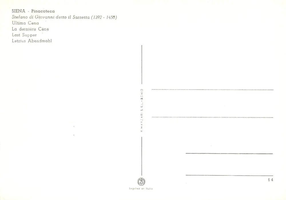 Última Ceia — Stefano di Giovanni detto il Sassetta (1392-1450) — Pinacoteca de Sienne - Verso