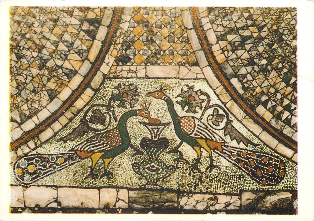 Murano - S. Donato — Byzantinisches Mosaikpflaster mit zwei Pfauen — O. Böhm, N. 86 - Vorderseite