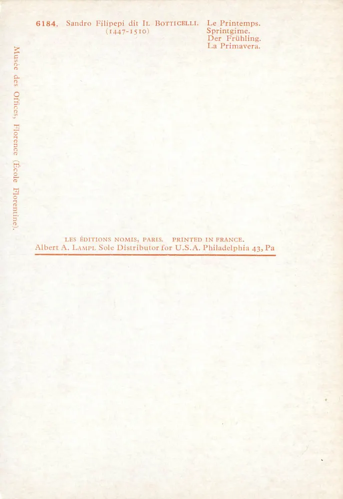 Frühling — Sandro Botticelli (1447-1510) — Les Éditions Nomis, Paris - Rückseite