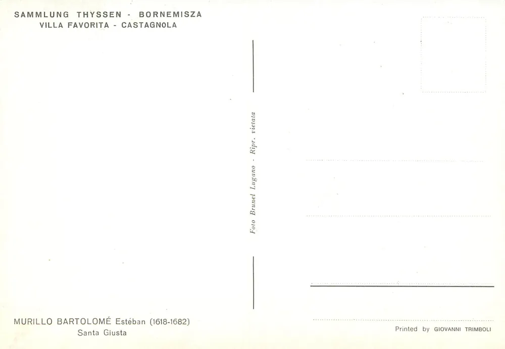 Santa Giusta — Gemälde von Murillo — Verlag Giovanni Trimboli - Rückseite