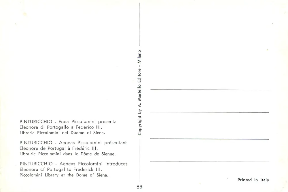 Präsentation von Eleanor von Portugal an Friedrich III — Pinturicchio — Librairie Piccolomini — Siena - Rückseite