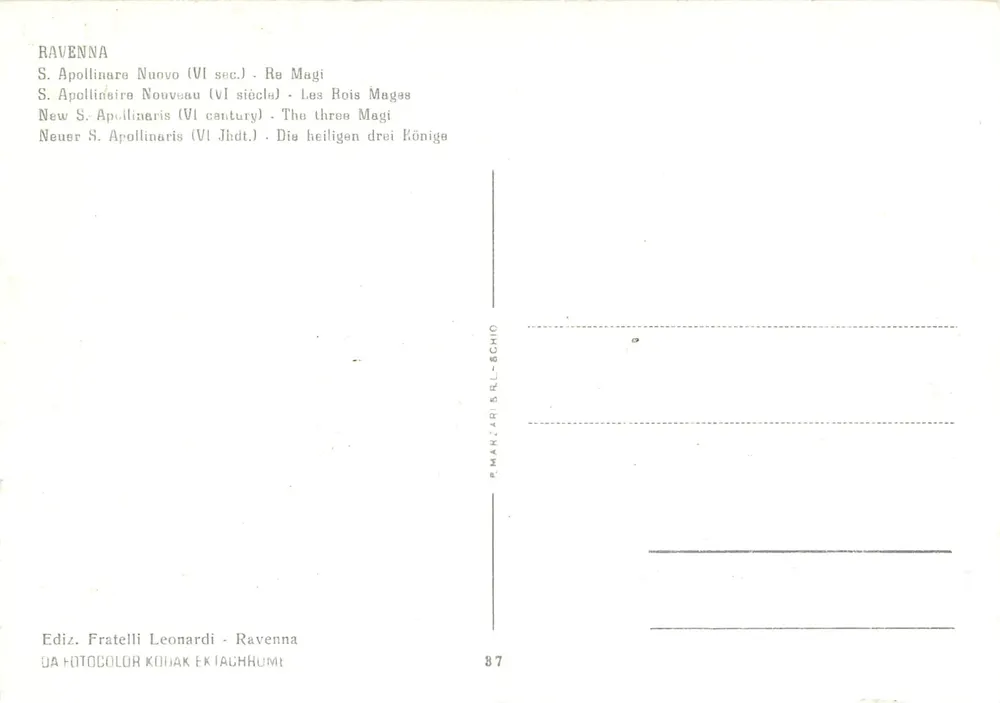 Die drei Könige — S. Apollinaire Neues (6. Jahrhundert) — Verleger Fratelli Leonardi - Ravenna - Rückseite