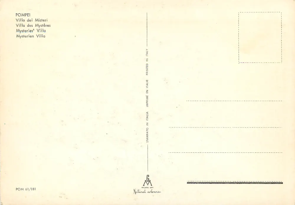 Pompeia — Villa dos Mistérios — Milano GEP - Verso