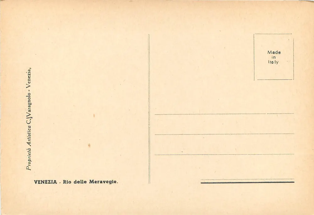 Vêneto — Canal de Veneza — Editor C. Varagnolo - Verso