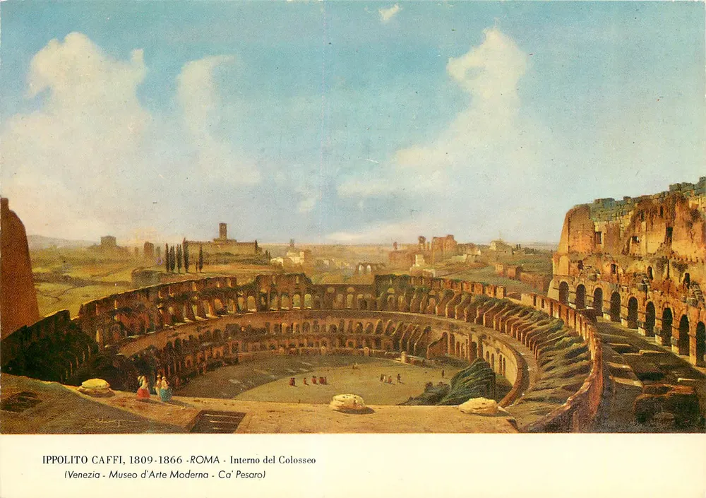 Innenansicht des Kolosseums — Gemälde von Ippolito Caffi (1809-1866) — Museum für Moderne Kunst, Ca' Pesaro, Venedig - Vorderseite