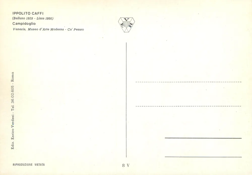 Piazza Campidoglio in Rom — gemalte Ansicht — Édition Enrico Verdesi, n°8 V - Rückseite
